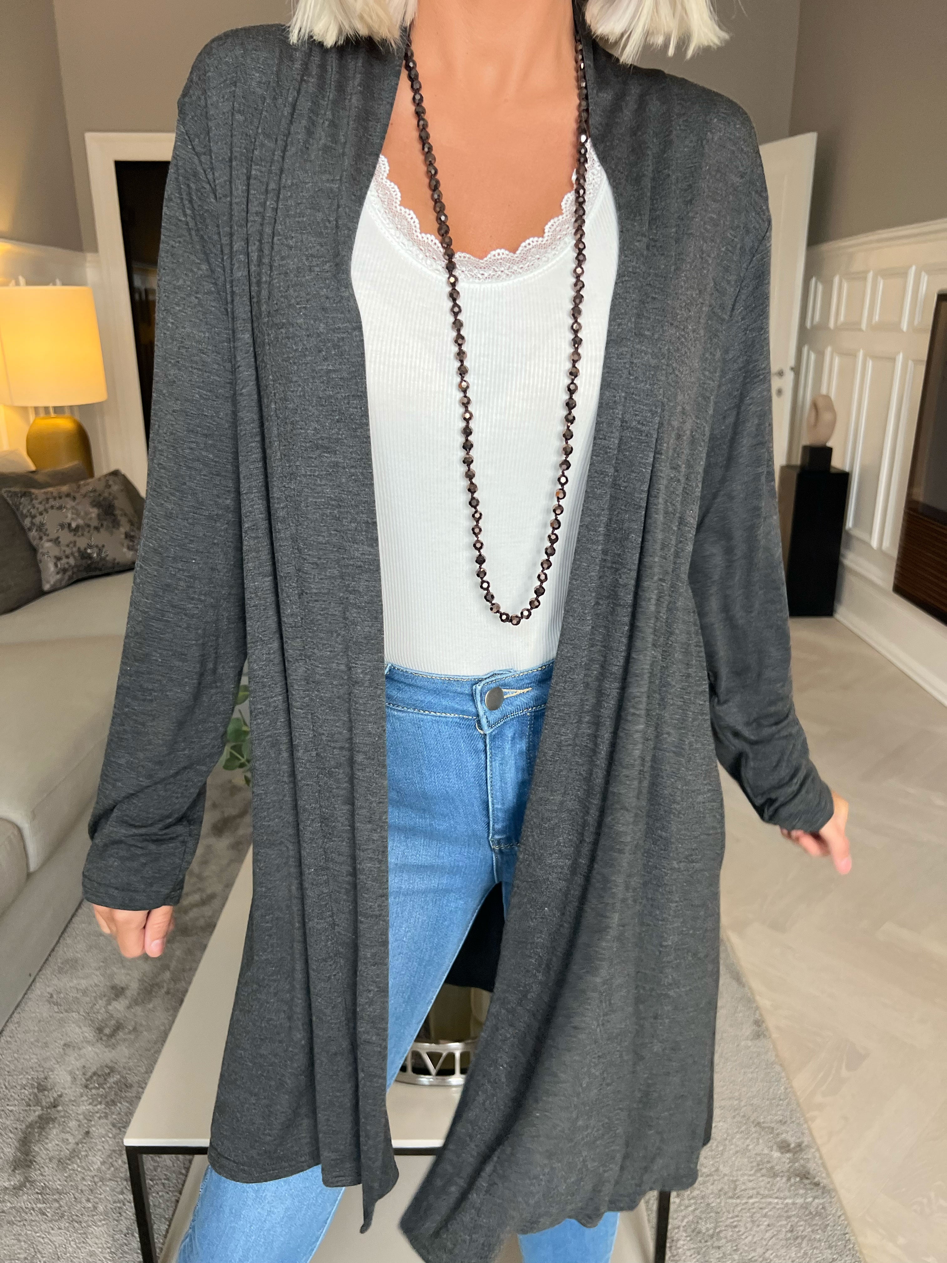 Rosa - Basis cardigan i jersey stof (bestseller)